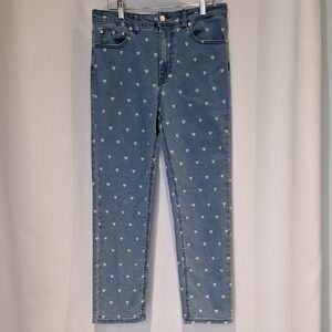 OAT New York Heart Patterned Women's Blue Jeans Size 10/30